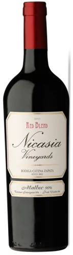 Bottle of Catena Zapata Nicasia Vineyards Red Blend Malbecwith label visible