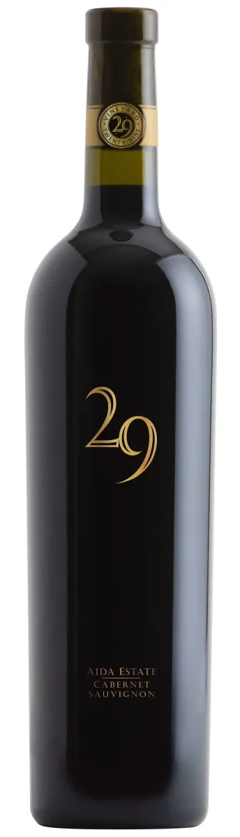 Bottle of Vineyard 29 Aida Estate Cabernet Sauvignonwith label visible
