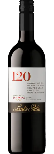 Bottle of Santa Rita 120 Hero's Salute Red Blendwith label visible