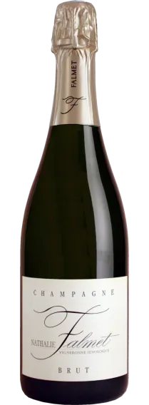 Bottle of Nathalie Falmet Brut Champagnewith label visible