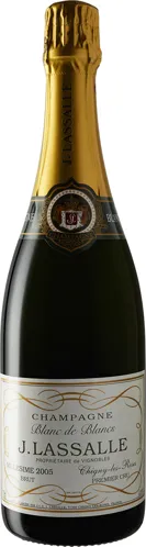 Bottle of J. Lassalle Blanc de Blancs Brut Champagne Premier Cruwith label visible