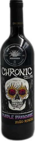 Bottle of Chronic Purple Paradisewith label visible