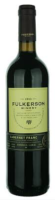 Bottle of Fulkerson Cabernet Francwith label visible