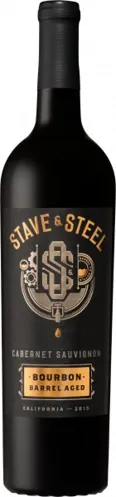 Bottle of Stave & Steel Bourbon Barrel Aged Cabernet Sauvignonwith label visible