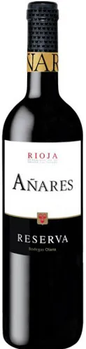 Bottle of Bodegas Olarra Añares Rioja Reservawith label visible