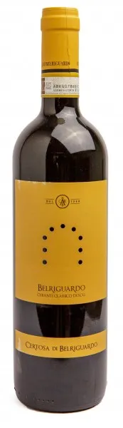 Bottle of La Certosa di Belriguardo Belriguardo Chianti Classicowith label visible