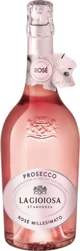 Bottle of La Gioiosa Prosecco Rosé Millesimatowith label visible