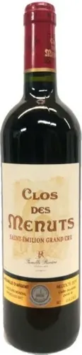 Bottle of Clos des Menuts Saint-Émilion Grand Cruwith label visible