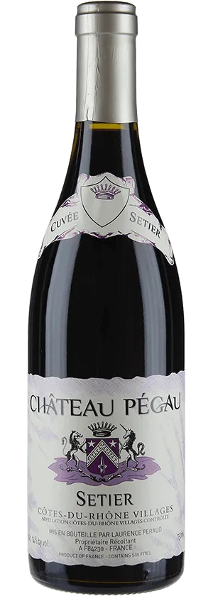 Bottle of Pegau Cuvée Setier Côtes du Rhône Villageswith label visible