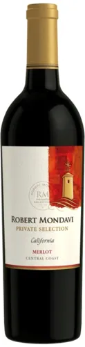 Bottle of Robert Mondavi Private Selection Merlotwith label visible