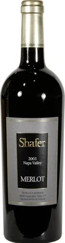 Bottle of Shafer Merlotwith label visible