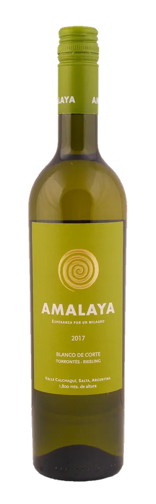 Bottle of Amalaya Blanco (Torrontés - Riesling)with label visible