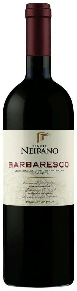 Bottle of Neirano Barbarescowith label visible
