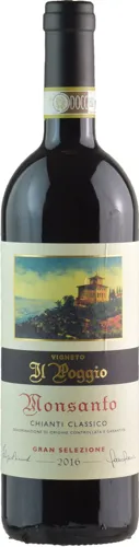 Bottle of Castello di Monsanto Vigneto Il Poggio Chianti Classico Gran Selezionewith label visible
