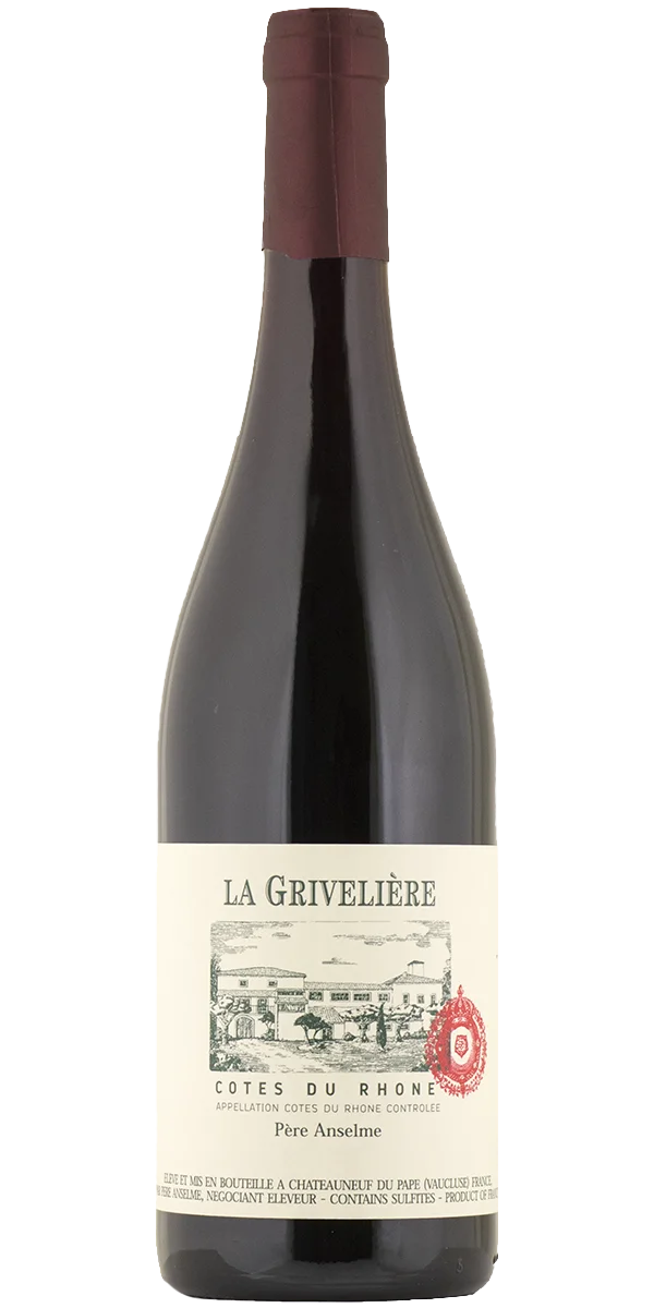 Bottle of Brotte Côtes du Rhône La Grivelière Père Anselmewith label visible