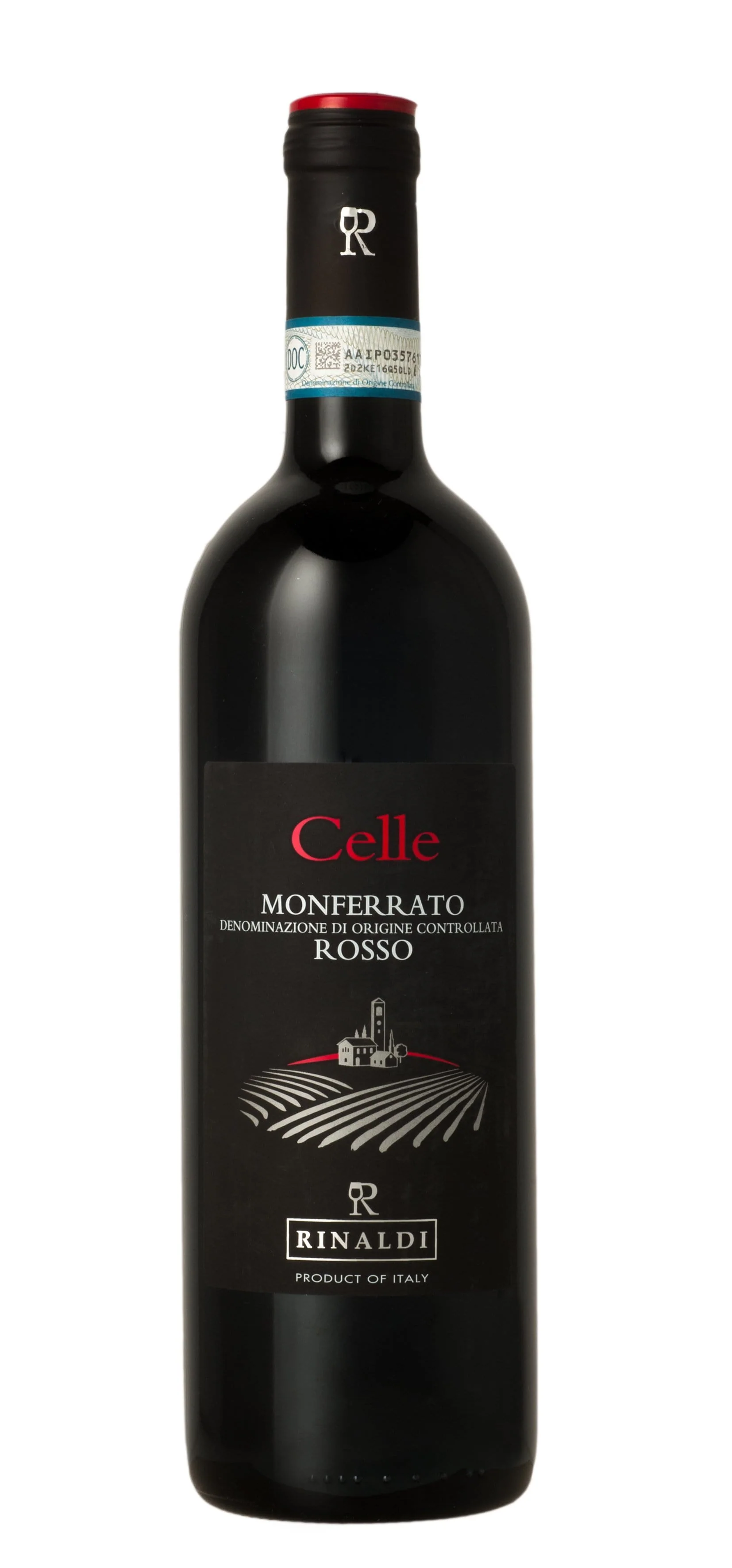 Bottle of Rinaldi Celle Monferrato Rossowith label visible