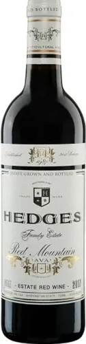 Bottle of Hedges Family Estate Red Mountain Cabernet Sauvignonwith label visible