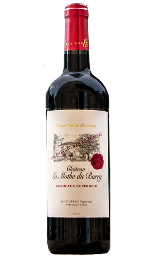 Bottle of Château La Mothe du Barry Bordeaux Supérieurwith label visible