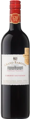 Bottle of Château Tanunda Grand Barossa Cabernet Sauvignonwith label visible
