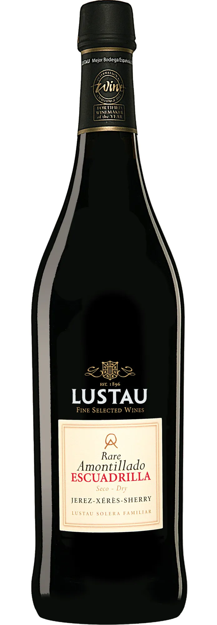 Bottle of Lustau Jerez-Xeres-Sherry Reserva Solera Rare Amontillado Escuadrillawith label visible