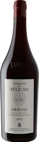 Bottle of Domaine du Pelican Trois Cepages Arboiswith label visible