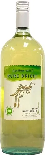 Bottle of Yellow Tail Pure Bright Pinot Grigiowith label visible