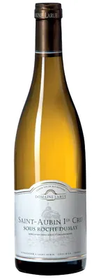 Bottle of Domaine Larue Saint Aubin 1er Cru 'Sous Roche Dumay'with label visible
