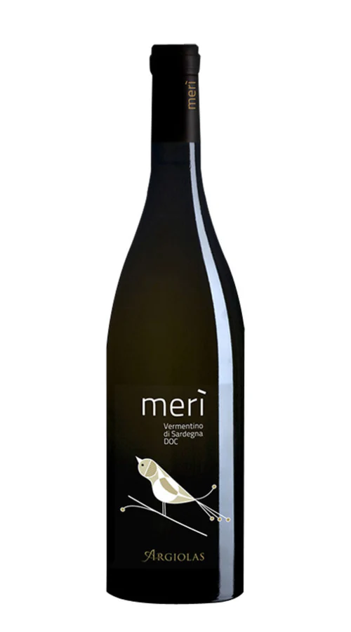 Bottle of Argiolas Merì Vermentino di Sardegnawith label visible