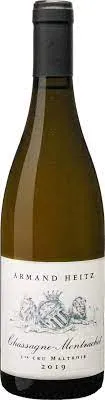 Bottle of Domaine Heitz Lochardet Chassagne-Montrachet 1er Cru 'La Maltroie'with label visible