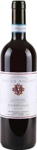 Bottle of Mauro Molino Langhe Nebbiolowith label visible