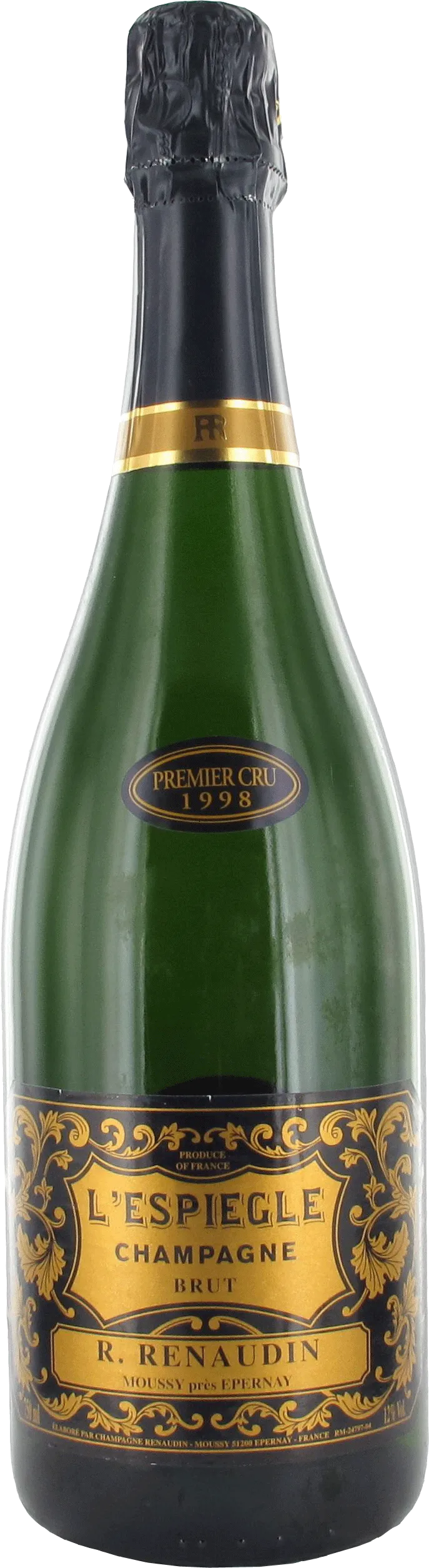 Bottle of R. Renaudin Brut Réserve Champagnewith label visible