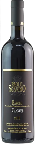 Bottle of Paolo Scavino Barolo Cannubiwith label visible