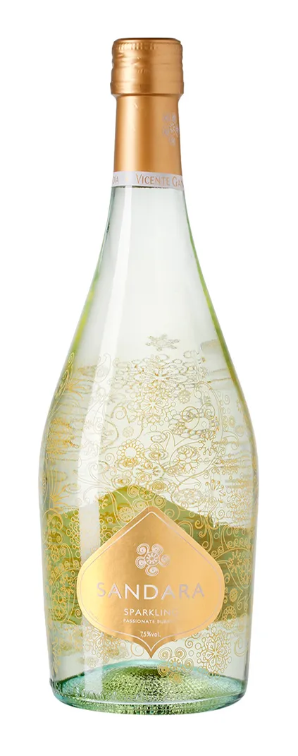 Bottle of Sandara Sparkling Blancowith label visible