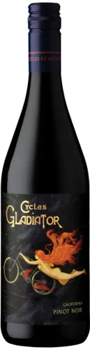 Bottle of Cycles Gladiator Pinot Noirwith label visible