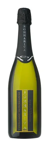 Bottle of Sommariva Conegliano Valdobbiadene Prosecco Superiore Brutwith label visible