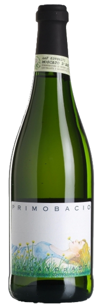 Bottle of Scagliola Primo Bacio Moscato d'Astiwith label visible