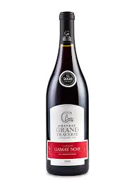 Bottle of Chateau Grand Traverse Gamay Noirwith label visible