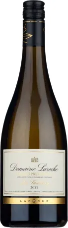 Bottle of Domaine Laroche Chablis Premier Cru 'Les Vaudevey'with label visible