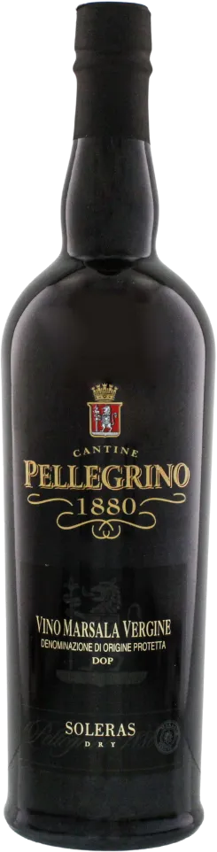 Bottle of Cantine Pellegrino Marsala Vergine Soleras Seccowith label visible