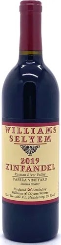 Bottle of Williams Selyem Papera Vineyard Zinfandelwith label visible
