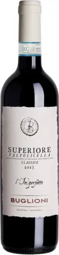 Bottle of Buglioni l'Imperfetto Valpolicella Superiore Classicowith label visible