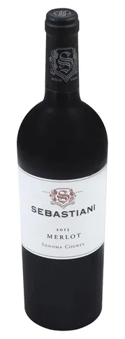 Bottle of Sebastiani Sonoma County Merlotwith label visible
