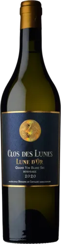 Bottle of Clos des Lunes Lune Blanchewith label visible