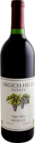 Bottle of Grgich Hills Estate Grown Merlotwith label visible