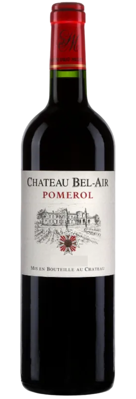 Bottle of Château Bel-Air Pomerolwith label visible