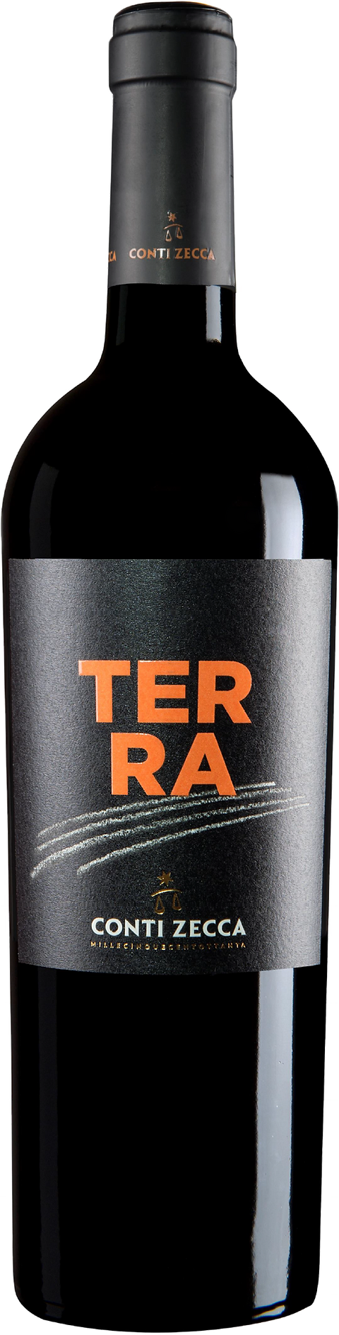 Bottle of Conti Zecca Terrawith label visible