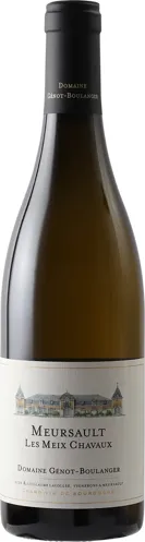 Bottle of Domaine Génot-Boulanger Meursault 'Les Meix Chavaux'with label visible
