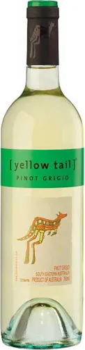 Bottle of Yellow Tail Pinot Grigiowith label visible