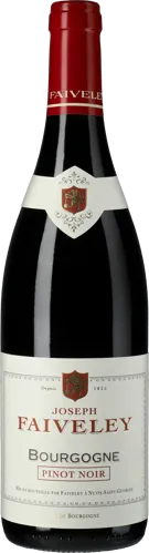 Bottle of Domaine Faiveley Pinot Noir Bourgognewith label visible
