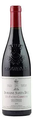 Bottle of Domaine Santa Duc Gigondas Les Hautes Garrigueswith label visible